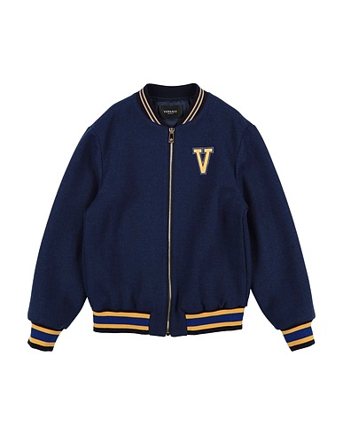 VERSACE YOUNG Jacket Navy 70% Wool, 30% Polyamide, Polyester, Viscose, Cotton