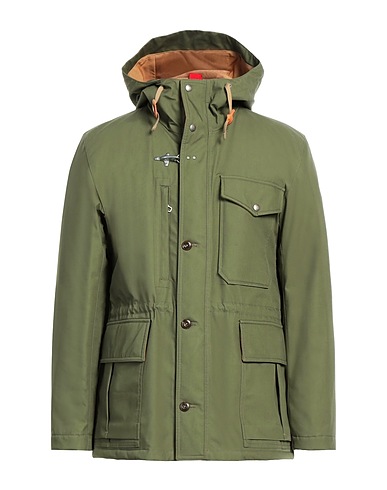 FAY ARCHIVE Coat Military green 83% Cotton, 17% Polyamide