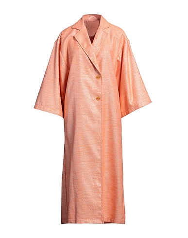 FORTE_FORTE Double breasted pea coat Salmon pink 77% Cotton, 13% Polyester, 10% Metallic Polyester
