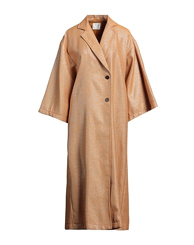 FORTE_FORTE Double breasted pea coat Camel 77% Cotton, 13% Polyester, 10% Metallic Polyester