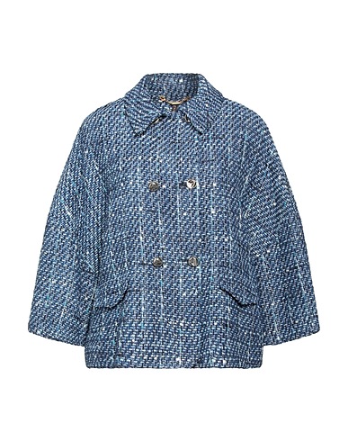 MANILA GRACE Double breasted pea coat Blue 45% Cotton, 26% Acrylic, 22% Polyester, 5% Viscose, 2% Polyamide