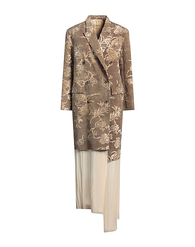 UMA WANG Coat Khaki 41% Cotton, 35% Linen, 24% Viscose, Silk