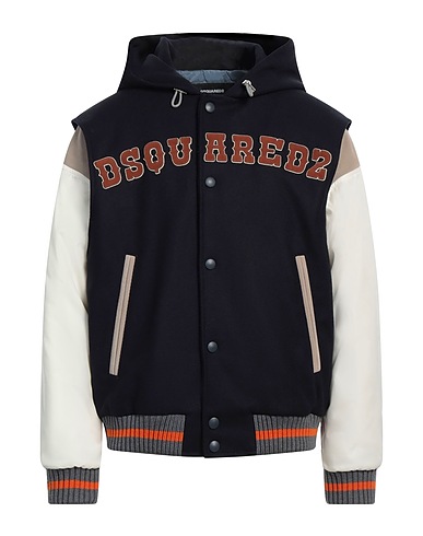 DSQUARED2 Jacket Midnight blue 79% Virgin Wool, 20% Polyamide, 1% Elastane, Ovine leather
