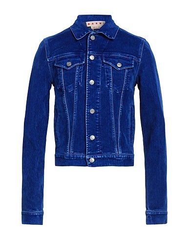 MARNI Denim jacket Bright blue 72% Cotton, 19% Acrylic, 8% Viscose, 1% Elastane, Calfskin