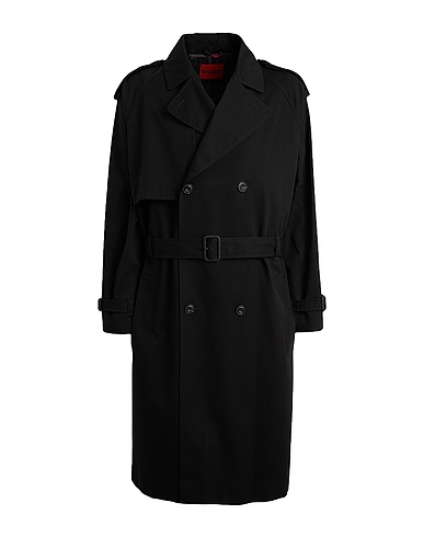HUGO Double breasted pea coat Black 65% Polyester, 35% Cotton