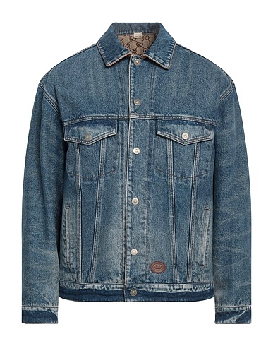GUCCI Denim jacket Blue 100% Cotton, Polyester, Calfskin