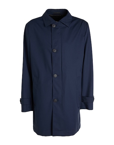 BOSS Full-length jacket Navy blue 53% Polyester, 43% Wool, 4% Elastane