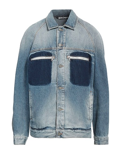 PALM ANGELS Jeansjacke Blau 100% Baumwolle, Leder