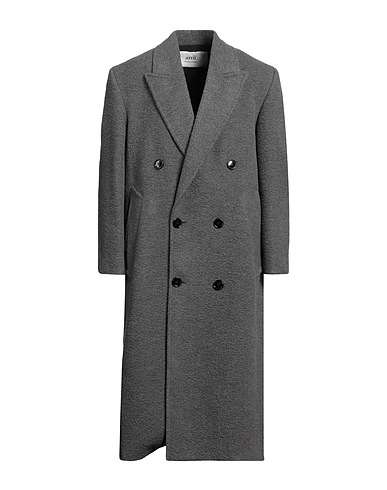 AMI ALEXANDRE MATTIUSSI Coat Grey 58% Virgin Wool, 25% Llama wool, 6% Viscose, 6% Cotton, 5% Polyamide