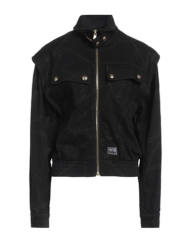 VERSACE JEANS COUTURE Denim jacket Black 98% Cotton, 2% Elastane