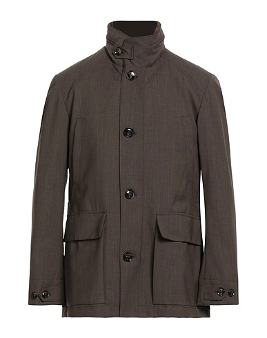 TOMBOLINI Coat Chocolate brown 98% Virgin Wool, 2% Elastane