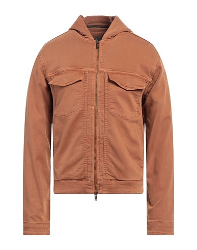 JOHN VARVATOS Denim jacket Brown 91% Cotton, 8% Polyester, 1% Elastane