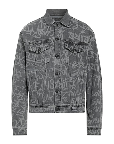 VERSACE JEANS COUTURE Denim jacket Grey 89% Cotton, 9% Polyamide, 2% Elastane