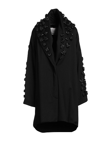 ROMEO GIGLI x EGGS Coat Black Cashmere, Polyester, Polyurethane, Elastane