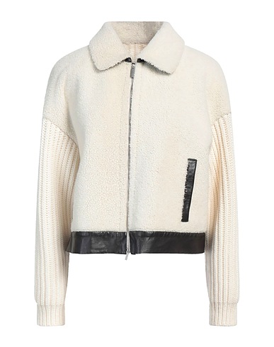 FABIANA FILIPPI Teddy Coat White 100% Lamb Shearling, Leather