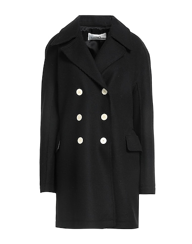 LANVIN Coat Black 100% Virgin Wool, Buffalo Bone