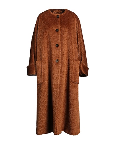 MAX MARA Teddy Coat Marrone 52% Lana di alpaca, 48% Lana Vergine