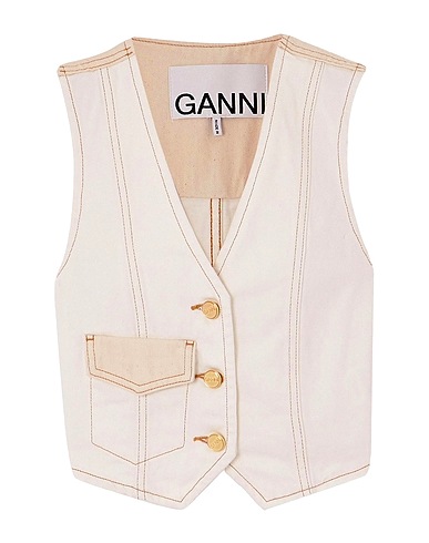 GANNI Denim jacket White 100% Organic cotton