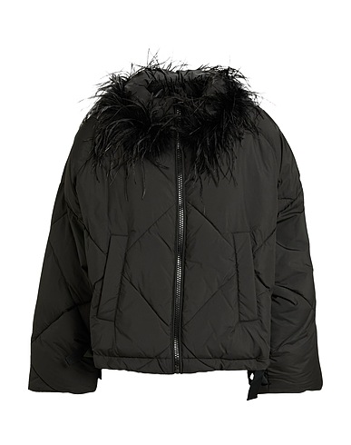 TWINSET Steppjacke Schwarz 100% Polyester, Straussenfedern