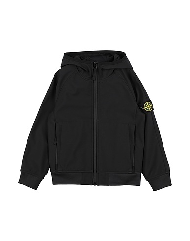 STONE ISLAND JUNIOR Blouson Noir 92% Polyester, 8% Élasthanne, Résine polyuréthane