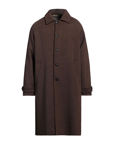 SUN HOUSE Coat Chocolate brown 50% Wool, 50% Acrylic, Horn