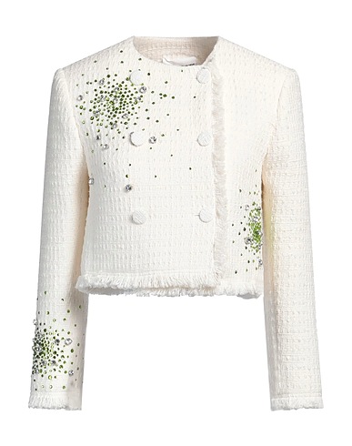 DES_PHEMMES Double breasted pea coat White 60% Cotton, 28% Recycled cotton, 12% Polyester