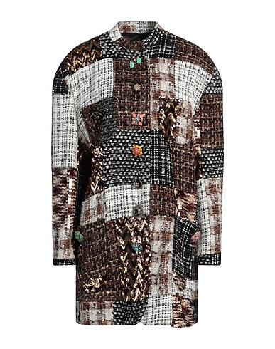 DOLCE&GABBANA Coat Dark brown 65% Synthetic fibers, 25% Cotton, 4% Alpaca wool, 4% Mohair wool, 2% Steel