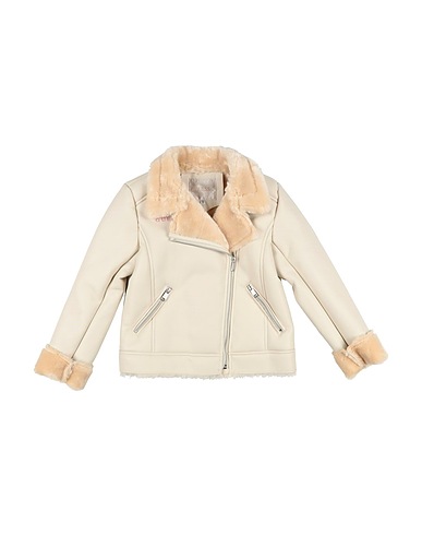 GUESS Teddy Coat Ivory 100% Polyurethane, Polyester