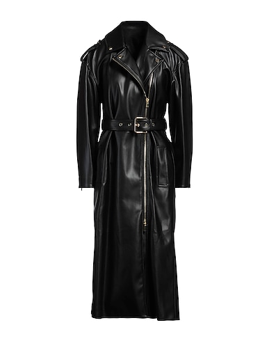 PINKO Coat Black 100% Polyester, Polyurethane