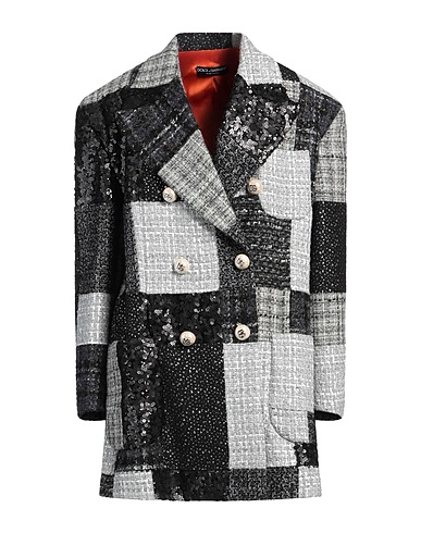 DOLCE&GABBANA Coat Black 63% Synthetic fibers, 18% Wool, 12% Cotton, 5% Mohair wool, 2% Metallic Polyester