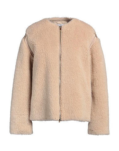 MAX MARA Teddy Coat Beige 62% Alpaca wool, 26% Virgin Wool, 12% Silk, Cotton, Viscose