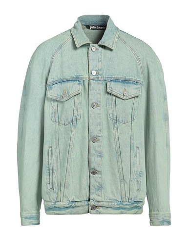 PALM ANGELS Blouson en jean Vert clair 100% Coton, Polyester