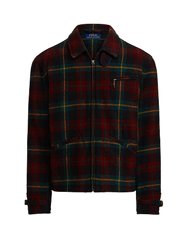POLO RALPH LAUREN Jacket Plaid Tweed Newsboy Jacket
 Burgundy 65% Wool, 35% Alpaca wool