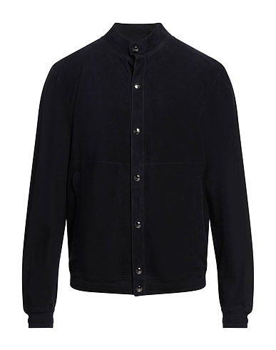 HERNO Jacket Midnight blue Goat skin, Cotton, Elastane