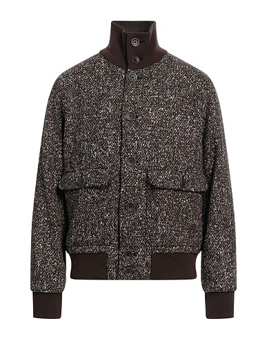 HERNO Jacket Dark brown 32% Wool, 24% Acrylic, 18% Polyester, 14% Silk, 12% Polyamide