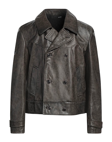 B-USED Double breasted pea coat Lead Leather