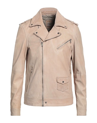 D'AMICO Biker jacket Beige 100% Leather