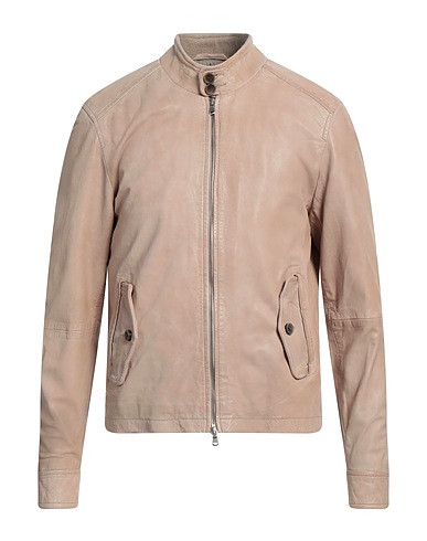 D'AMICO Bikerjacke Beige 100% Leder