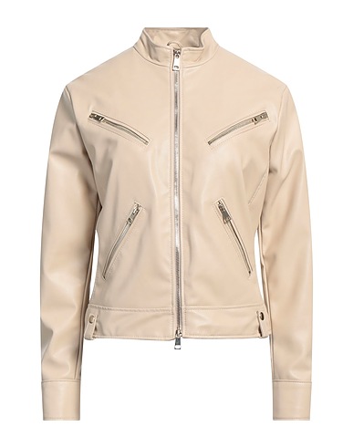 KAOS Biker jacket Beige 50% Polyester, 50% Polyurethane
