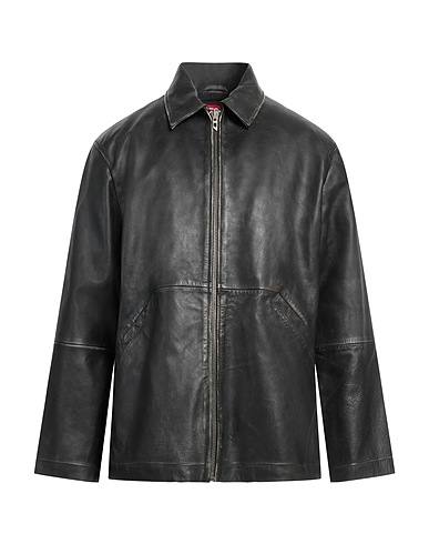DIESEL Jacket Charcoal 100% Cow leather