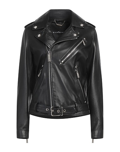 JOHN RICHMOND Biker Μαύρο 100% Δέρμα