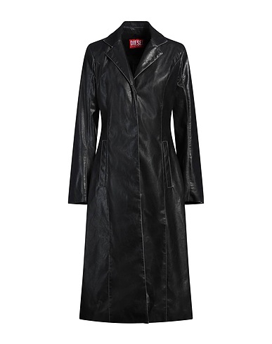 DIESEL Full-length jacket Black 100% Rayon, Polyurethane