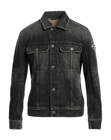 DIESEL Denim jacket Black 80% Cotton, 20% Hemp