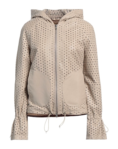 D'AMICO Leather jacket BEIGE 100% Lambskin