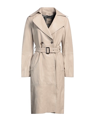 D'AMICO Double breasted pea coat Taupe Leather
