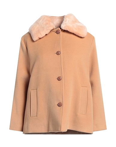 TRUSSARDI JEANS Coat Camel 93% Polyester, 5% Viscose, 2% Elastane