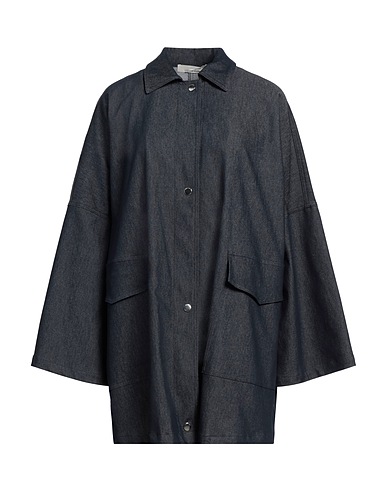 LIVIANA CONTI Full-length jacket Blue 62% Cotton, 34% Polyester, 4% Elastane