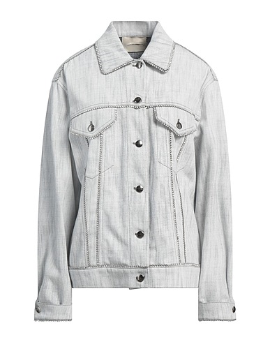 MARCO DE VINCENZO Denim jacket Light grey 69% Cotton, 31% Polyester