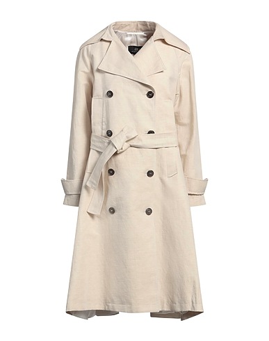 BRIAN DALES Double breasted pea coat Beige 53% Linen, 47% Cotton