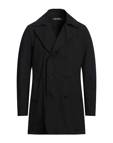 PEOPLE OF SHIBUYA Double breasted pea coat Black 50% Recycled polyester, 50% Polyester